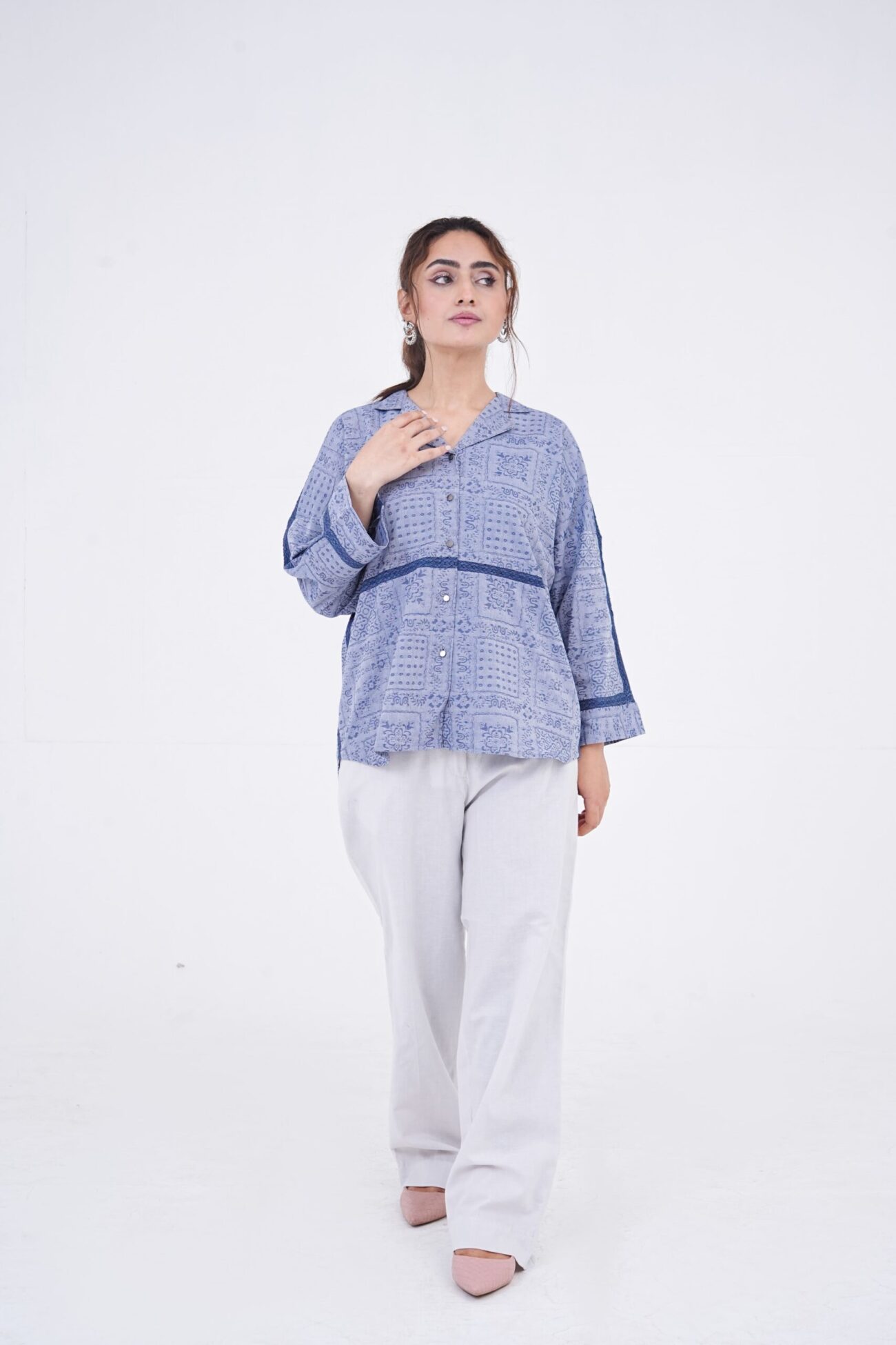 Indigo Jacquard Top - Image 2