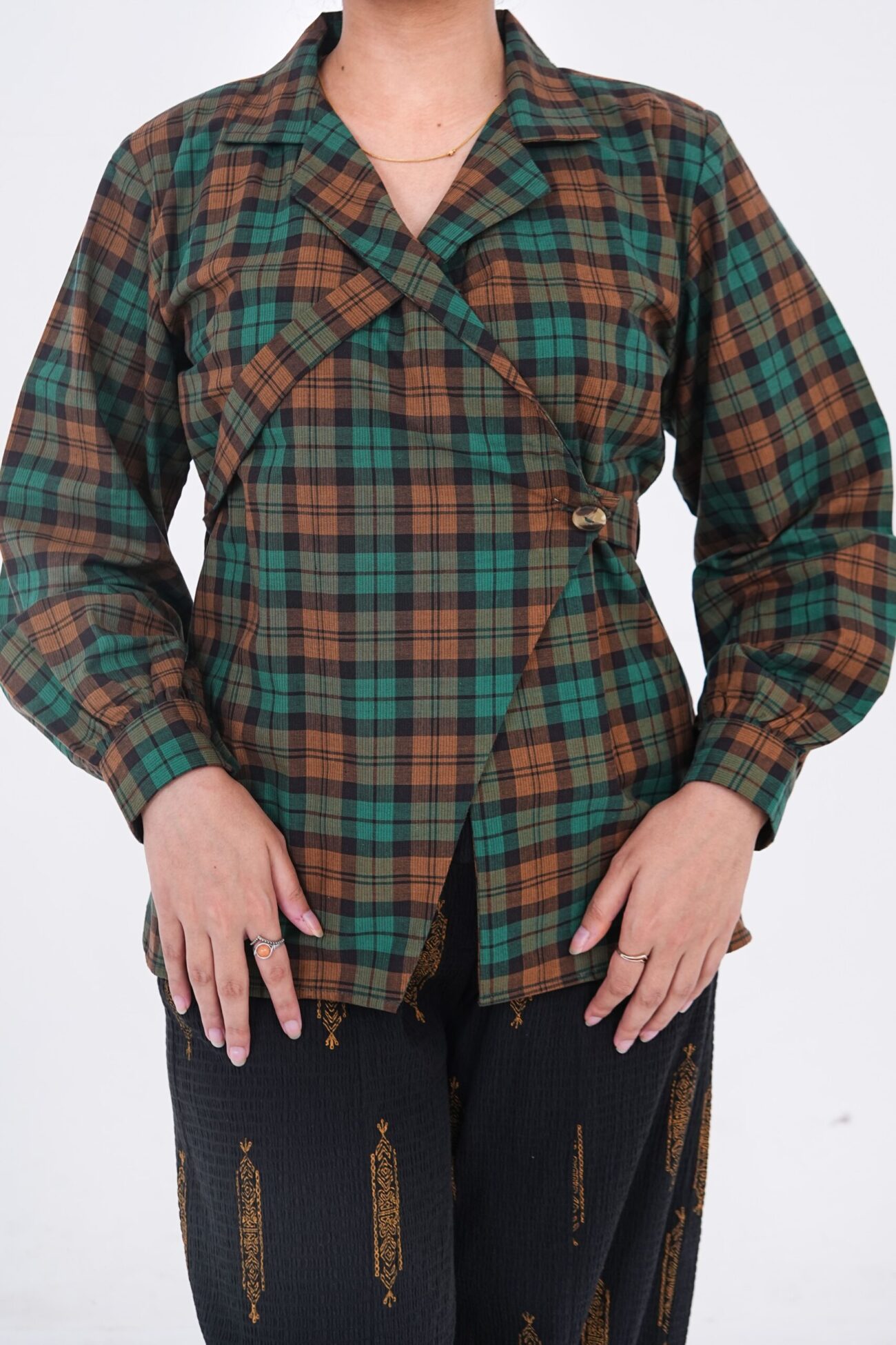 Checkered Wrap Top - Image 2