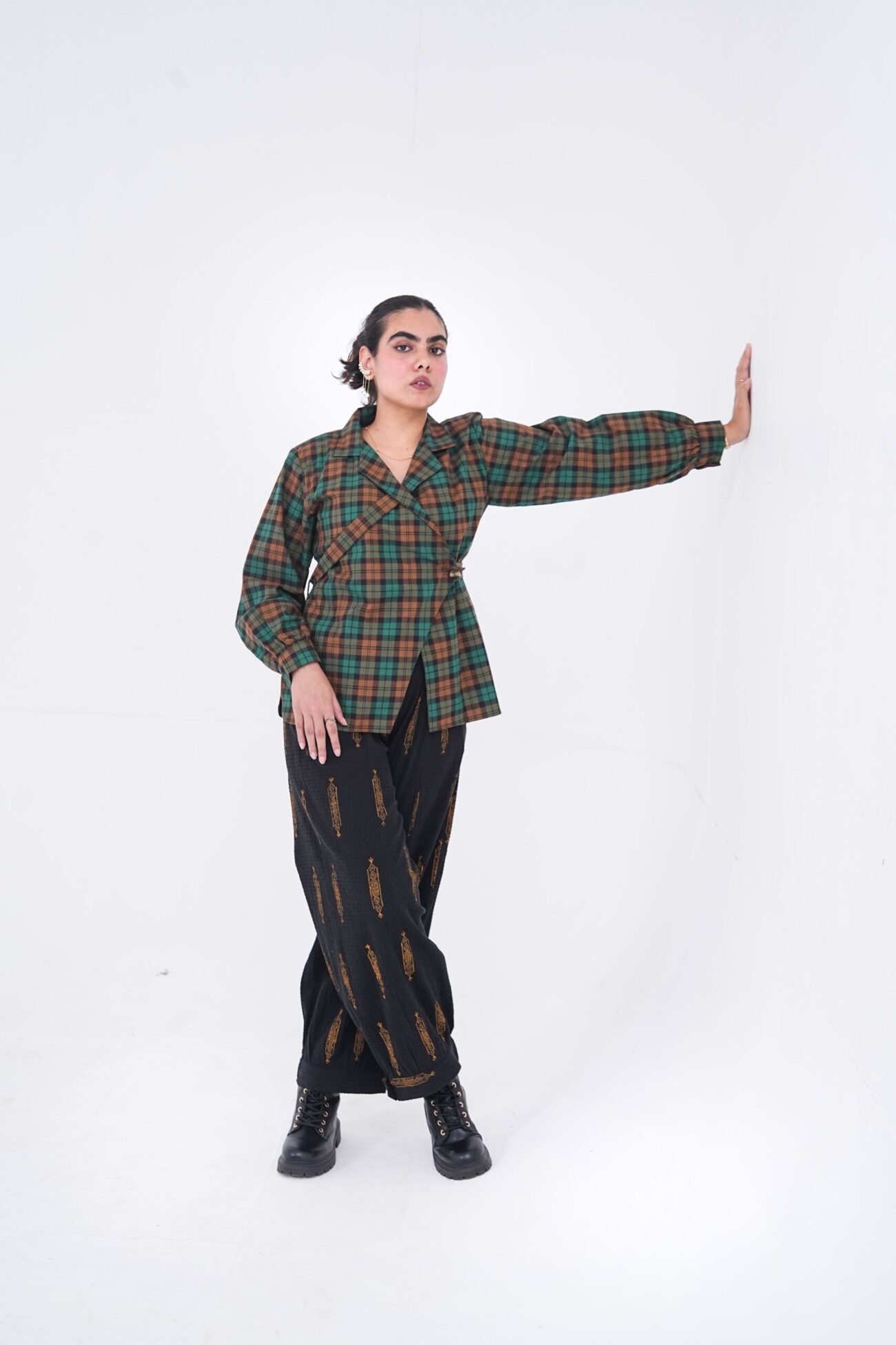 Checkered Wrap Top